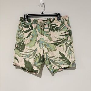 Urban outfitters palm leaf pull on chino shorts‎ pink green size medium